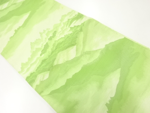 アンティーク　山並風景模様織出し袋帯（材料）